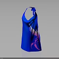 Stylish Blue Halter Dress with Pink Scorpion Print and Modern Design