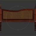 Children's Vintage Red Wooden Baby Crib With Wicker Panels And Rolling Wheels
