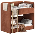 Cozy Light Colored Bunk Bed With Wooden Ladder Plush Pillows And Soft Blankets