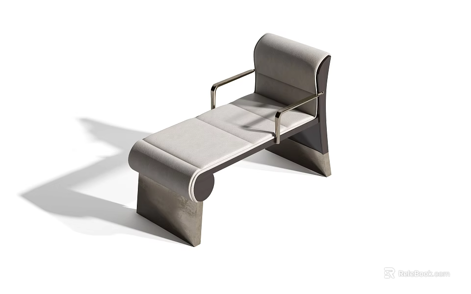Modern Chaise Lounge with Gray Upholstery and Sleek Metal Frame Design 3d model 