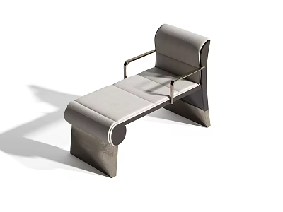 Modern Chaise Lounge with Gray Upholstery and Sleek Metal Frame Design 3d model