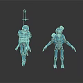 Sci Fi Blue Robot Characters With Mechanical Armor And Diverse Poses