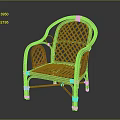 Stylish Orange Rattan Leisure Chair Featuring Woven Back and Curved Armrests