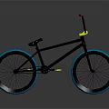Stylish BMX Bicycle With Black Frame Pink Handlebars Blue Wheels And Yellow Pedals