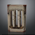 Ornate Classical Decorative Frame With Fluted Columns Red Borders And Intricate Details