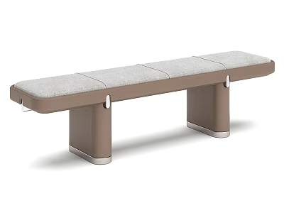 Modern Bench Featuring Gray Cushion and Brown Metal Legs for Comfortable Use 3d model