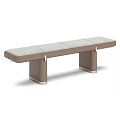 Modern Bench Featuring Gray Cushion and Brown Metal Legs for Comfortable Use