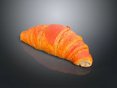 Freshly Baked Golden Croissant With Flaky Layers And Buttery Taste 3d model