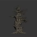 Natural Dried Tree Branches With Curved Shape Roots And Small Branches In Natural State
