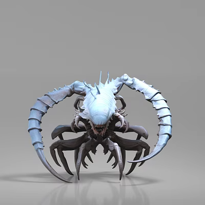 Fierce Blue Spiked Sci Fi Alien Creature Game Movie Character With Multi Legged Clawed Design 3d model