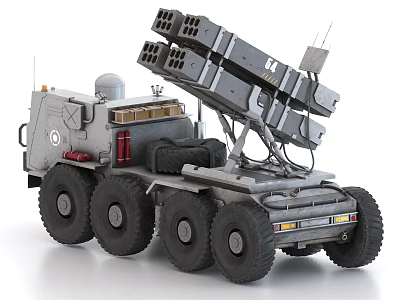 missile vehicle missile launching vehicle multiple rocket launcher vehicle air defense missile system 3d model