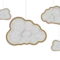 Elegant Textured Beige Cloud Shaped Pendant Lights Hanging On White Background