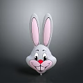 Cute Cartoon Rabbit Head Balloon With Pink Ears And Red Nose For Kids