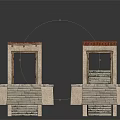 Stone Architectural Structures With Archways Stone Steps And Red Tiled Roofs