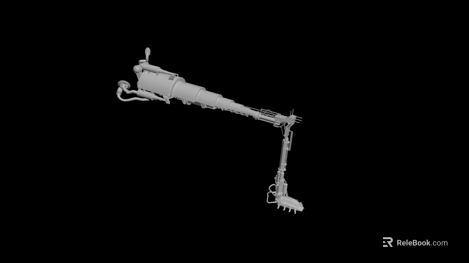 Industrial Mechanical Arm 3D Model With Grey Metal Structure And Multiple Joints 3d model