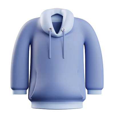 Light Blue Hoodie With Hood Drawstrings And Front Pocket Casual Wear 3d model