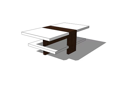 Modern Coffee Table Design With Layered White Tabletops And Dark Wooden Support 3d model