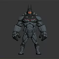 3D Rendered Batman Character In Silver Armor With Muscular Physique On Gray Background