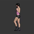 Game Movie Character With Double Ponytail Pink Tank Top Black Shorts And Black Boots