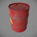 Industrial Equipment Red Metal Barrel With Yellow Warning Sign For Storage
