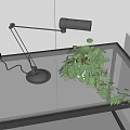 Metal Table Lamp Glass Table Potted Plant 3d model
