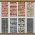 Different Textured Background Wall Designs With Brick Stone Patterns And Color Variations 3d model