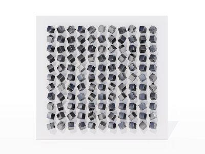 Geometric Art Installation With Black And Gray Cubes On White Square Board 3d model