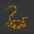 Orange And Yellow Striped Coiled Snake 3D Model On Gray Background 3d model