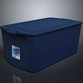 Blue Plastic Storage Container With Secure Lid Side Handles And Label