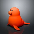 Cute Orange Cartoon Walrus Character 3D Model With Adorable Design And Vibrant Look