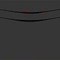Wooden Electric Poles With Black Wires And Red Blue Birds Standing On