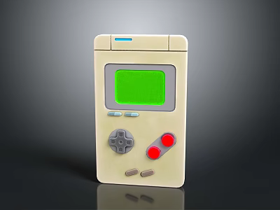 Retro Handheld Game Console With Green Screen And Control Buttons Electronic Device 3d model