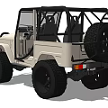 Beige Toyota Off-Road Vehicle With Open Doors Large Tires And Rugged Design