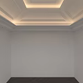 Modern White Interior Ceiling Design with Layered Panels and Recessed Lighting 3d model