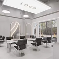 Bright Modern Beauty Hairdressing Salon Interior With Arched Lighted Mirrors And Comfortable Professional Styling Chairs