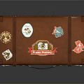 Vintage Leather Suitcase With Decorative Travel Stickers And Brass Lock Details For Living Essentials