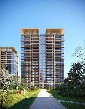 Modern Residential Building High-rise Residential Building 3d model