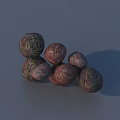 Stone Wood Decorative Balls with Various Textures and Colors Arranged on Gray Surface