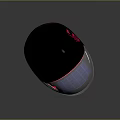 Futuristic Combat Weapon Helmet With Black Shell Red Glowing Accents And Digital 8 Markings