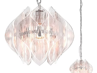 Modern Transparent Chandelier Design With Petal Shaped Layers And Lighting Fixture 3d model