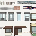 Various Architectural Structure Designs With Security Booths Glass Canopies And Metal Railings