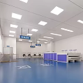 Sterile Cleanroom Corridor With Blue Floor White Walls And Industrial Equipment