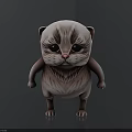 3D Hairless Cat Model With Serious Expression In Standing Pose On Dark Background
