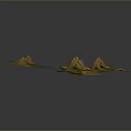 Natural Landscape Featuring Three Dimensional Folded Terrain Models Brownish Yellow Mountains And Green Vegetation