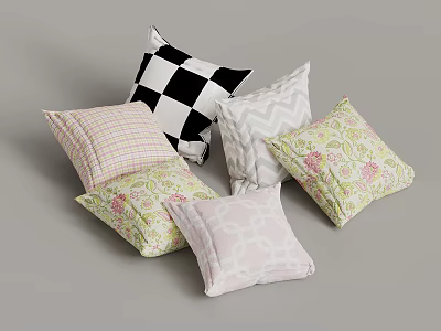 Decorative Pillows Collection With Various Patterns And Colorful Designs For Home Decor 3d model