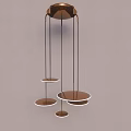 Modern Copper Chandelier With Multiple Round Suspended Discs And Thin Hanging Rods 3d model