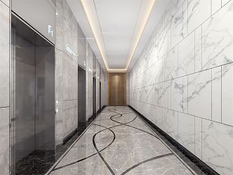 modern elevator hall office aisle elevator access 3d model