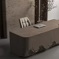 Natural Textured Wabi Sabi Reception Table And Chair Combination For Elegant Hotel Lobby Space