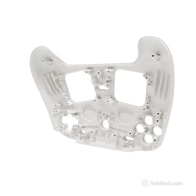 White Mechanical Bracket With Mounting Holes And Structural Frame Design 3d model 