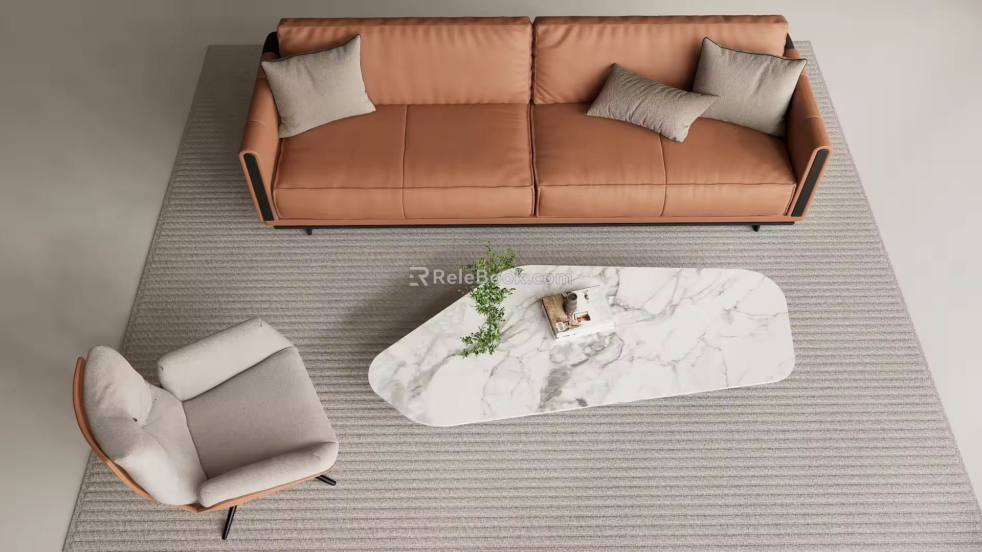 Simple Double Sofa Combination 3d model
